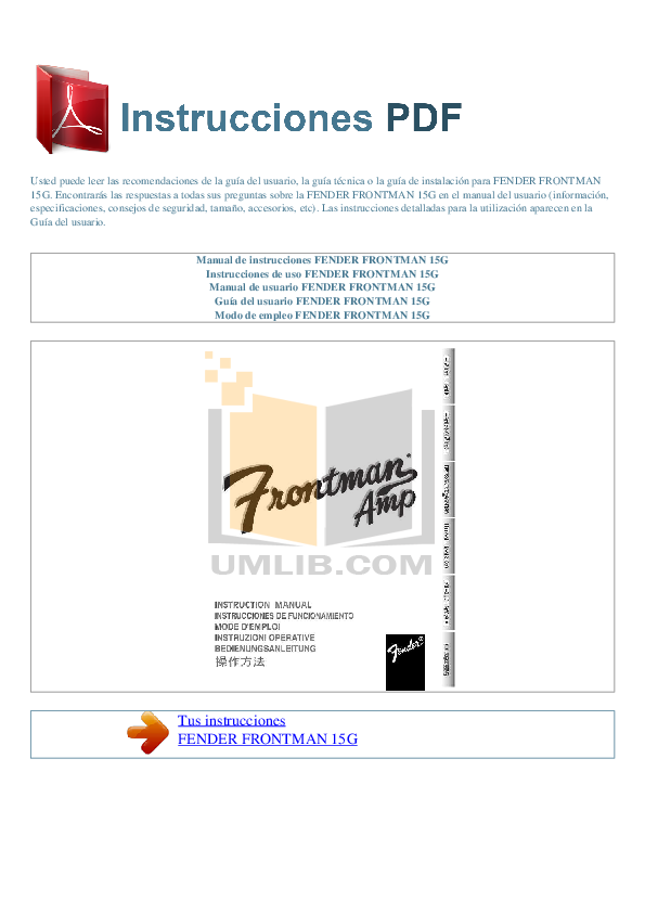 Download free pdf for Fender Frontman 15G Amp manual